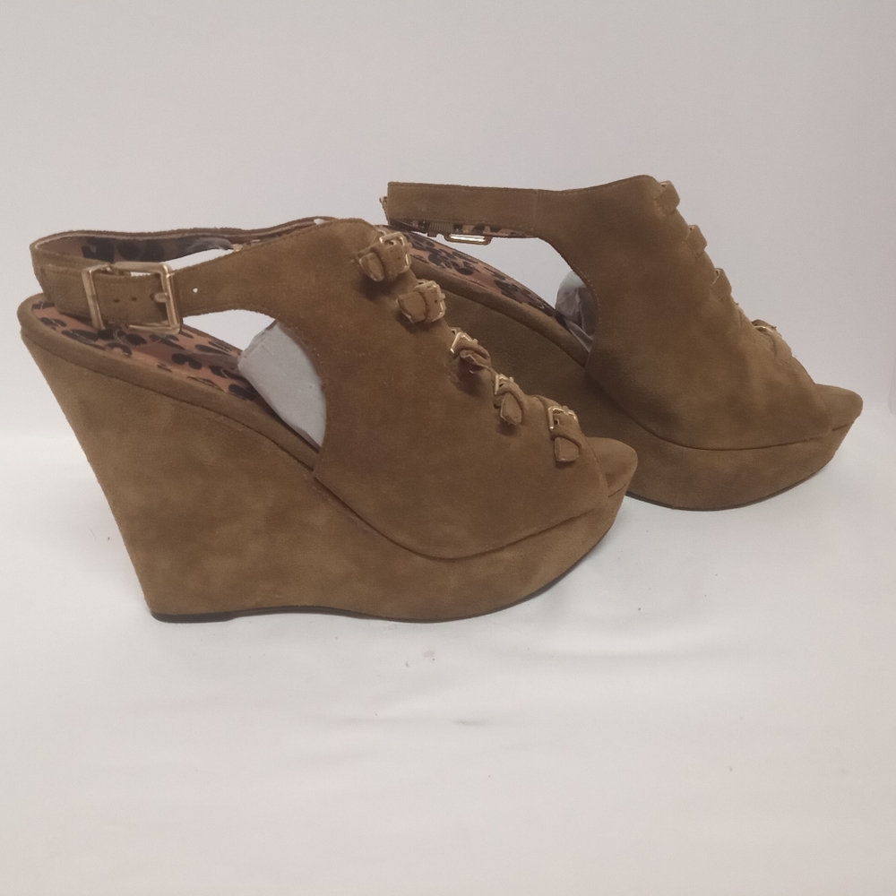 Jessica Simpson Fuax Suede Wedge Sling Back Sandals Size 10M